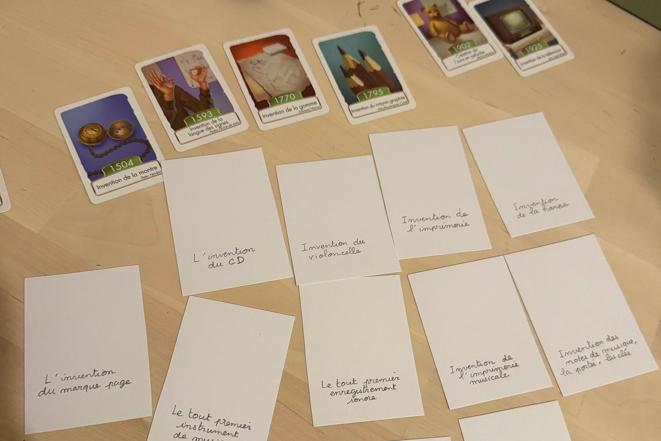 Cartes historiques d'un jeu existant et fabrication de cartes sur l'Histoire du violoncelle et de la musique