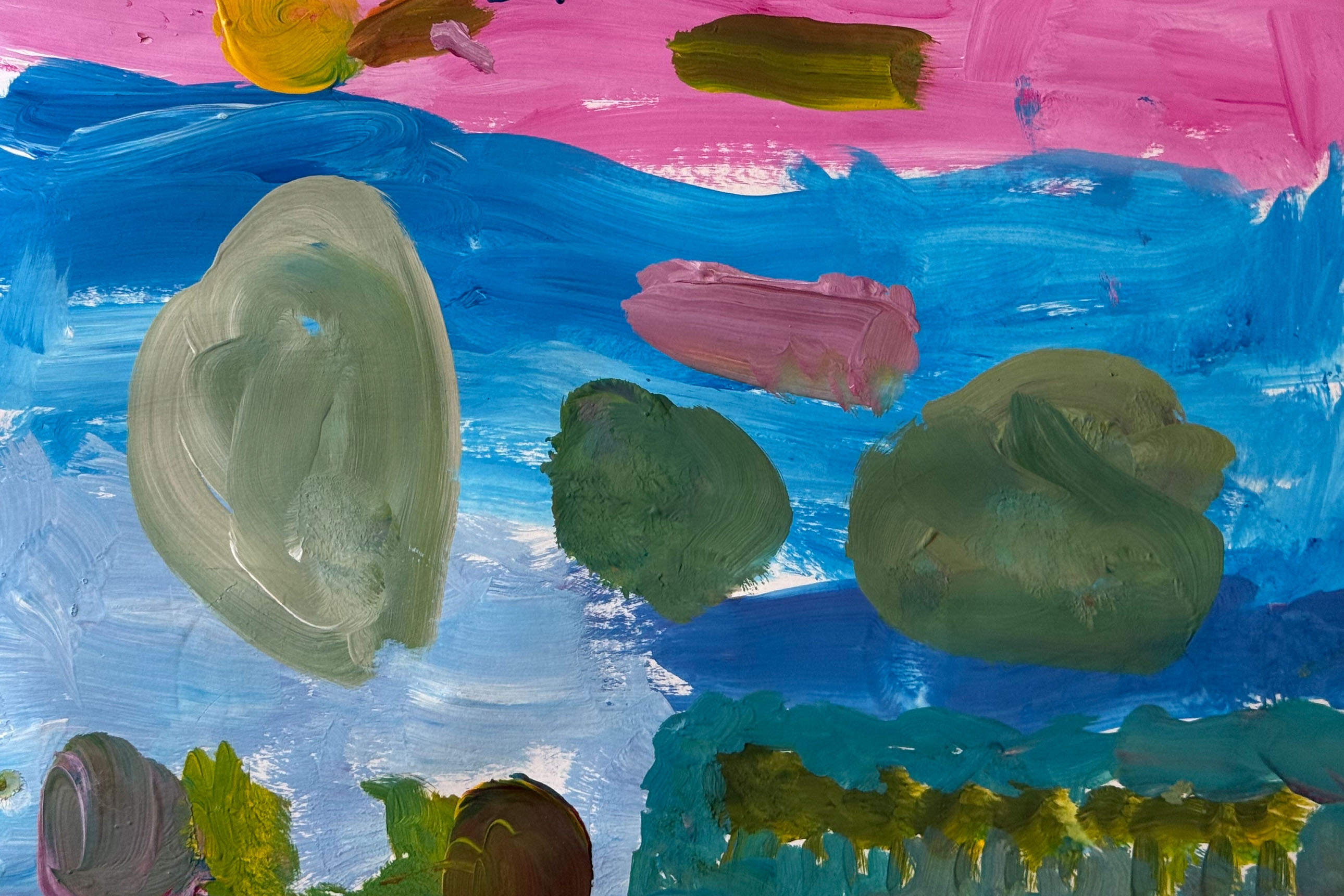 peinture réalisée par un enfant : formes colorées